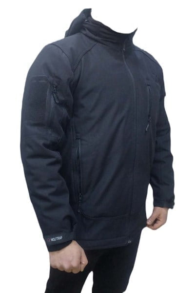 WolfTrap Softshell Kapüşonlu Siyah Mont